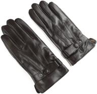 🧤 stay chic and cozy with ambesi touchscreen fleece leather buckled gloves logo