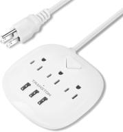 💡 удобная розетка с 3 розетками, 3 usb-портами и выключателем - идеально подходит для прикроватного столика, офиса и путешествий - белая логотип