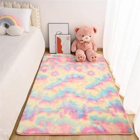 img 2 attached to 🌈 Wondo Super Soft Rainbow Rugs - Girls Bedroom & Living Room, Fluffy Colourful Area Rug, Shaggy Comfy Modern Home Decor Rugs, Playroom Mat, Cute Plush Carpet for Kids Nursery - 4x6 Feet