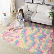 🌈 wondo super soft rainbow rugs - girls bedroom & living room, fluffy colourful area rug, shaggy comfy modern home decor rugs, playroom mat, cute plush carpet for kids nursery - 4x6 feet logo