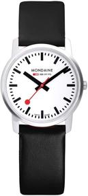 img 4 attached to 🚂 Часы швейцарских железных дорог Mondaine Official - 41 мм | Просто элегантный черный кожаный ремешок с коричневой подкладкой для мужчин и женщин