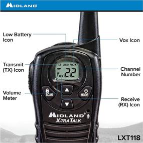 img 2 attached to 📻 Midland - LXT118, FRS Walkie Talkies - Extended Range Two Way Radios with Channel Scan, Hands-Free VOX, Pair Pack (Black)