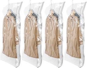 img 4 attached to Hanging Vacuum Storage Bags Space Saver for Clothes, 4 Packs - Long 53x27.6 inches, Vacuum Sealed Bags for Suits, Dresses, Coats, or Jackets - Closet Organizer and Storage Solution