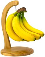 🍌 organic bamboo banana hanger stand – space-saving stainless steel hook included логотип