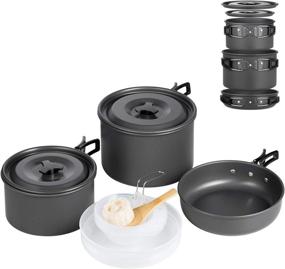 img 4 attached to Terra Hiker Camping Cookware: Nonstick Pots, Pans & Mesh Bag - Lightweight Set for Backpacking, Hiking & Picnic Cooking