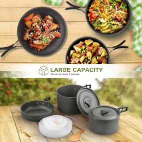 img 2 attached to Terra Hiker Camping Cookware: Nonstick Pots, Pans & Mesh Bag - Lightweight Set for Backpacking, Hiking & Picnic Cooking