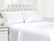 🛏️ swift home ruffled hem microfiber 4-piece sheet set - double brushed & ultra-soft - wrinkle resistant - easy fit & durable - white king size logo