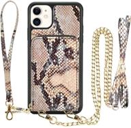 🐍 jlfch snake grain khaki iphone 11 wallet crossbody case with zipper - stylish women's purse cover with credit card slot holder and wrist strap lanyard logo