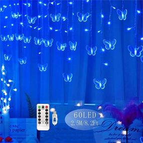 img 4 attached to 🦋 Blue Butterfly Curtain Fairy Lights USB Plug in, 8 Modes 60 LED 8.2FT Firefly Twinkle Timer String Lights with Remote Control, Waterproof Copper Wire for Bedroom, Patio, Christmas, Wedding, Party, Dorm