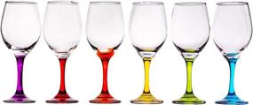 img 3 attached to Vibrant and Fun Trinkware Colored Stem Wine Glasses Set - 6-Piece Party Goblets in Multi Yellow, Orange, Purple, Blue, Red, Green - 11oz Capacity