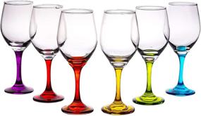 img 2 attached to Vibrant and Fun Trinkware Colored Stem Wine Glasses Set - 6-Piece Party Goblets in Multi Yellow, Orange, Purple, Blue, Red, Green - 11oz Capacity