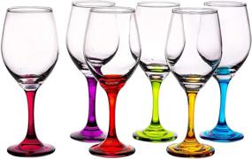 img 1 attached to Vibrant and Fun Trinkware Colored Stem Wine Glasses Set - 6-Piece Party Goblets in Multi Yellow, Orange, Purple, Blue, Red, Green - 11oz Capacity