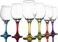 vibrant and fun trinkware colored stem wine glasses set - 6-piece party goblets in multi yellow, orange, purple, blue, red, green - 11oz capacity logo