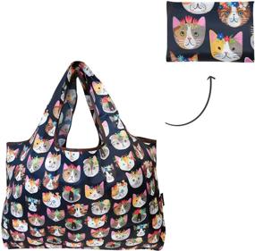 img 1 attached to 🛍️ Large Foldable Nylon Reusable Grocery Bag, Crazy Cats by allydrew