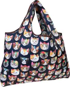 img 4 attached to 🛍️ Large Foldable Nylon Reusable Grocery Bag, Crazy Cats by allydrew