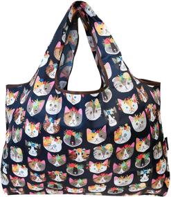 img 3 attached to 🛍️ Large Foldable Nylon Reusable Grocery Bag, Crazy Cats by allydrew