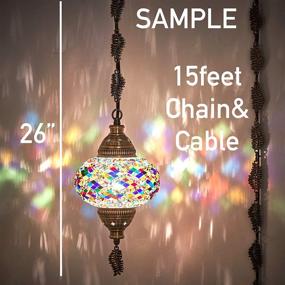 img 1 attached to DEMMEX 2019 Turkish Moroccan Mosaic Ceiling Hanging Light Lamp Chandelier Pendant Fixture Lantern with 15ft Cord & Chain - Hardwired or Plug-in (PlugIn4)