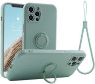 📱 чехол abitku для iphone 12 pro max - силиконовый с кольцевой подставкой на 360° и поддержкой магнитного автомобильного крепления - мятно-зеленый, мягкая шелковистая микрофибра - 6.7 дюйма 2020. логотип