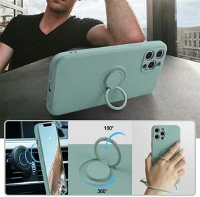 img 2 attached to 📱 Чехол abitku для iPhone 12 Pro Max - силиконовый с кольцевой подставкой на 360° и поддержкой магнитного автомобильного крепления - мятно-зеленый, мягкая шелковистая микрофибра - 6.7 дюйма 2020.