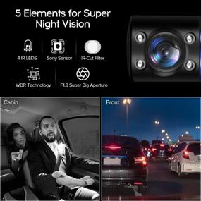 img 1 attached to 🚗 Blueskysea B2W 1080P HD Dash Cam: Dual Front and Cabin Car Camera with IR Night Vision, 2'' Screen, and 32GB SD Card - Perfect for Uber and Lyft Drivers