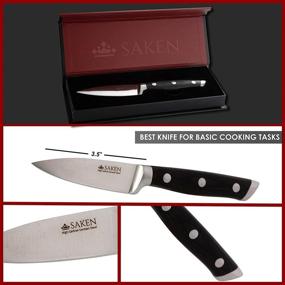 img 3 attached to Saken High-Carbon Steel Paring Knife - 3.5-Inch Multi-Purpose Kitchen Utility Knife 🔪 with Dark Wood Finish - Ideal for Mincing, Slicing, Chopping, and General Cutting Tasks
