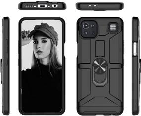 img 3 attached to LG K92 5G Case with Screen Protector - Full Coverage Military-Grade Dual-Layer Hard PC Soft TPU Protective Phone Case, Magnetic Ring Stand Kickstand, Black