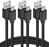 🔌 6ft 3 pack micro usb cable: high-speed sync & long charger cord for samsung galaxy s7 edge/s7/s6 edge/s6 - black logo