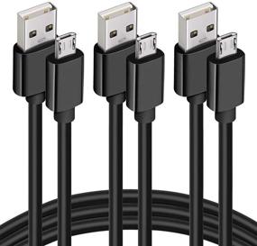 img 4 attached to 🔌 6ft 3 Pack Micro USB Cable: High-Speed Sync & Long Charger Cord for Samsung Galaxy S7 Edge/S7/S6 Edge/S6 - Black
