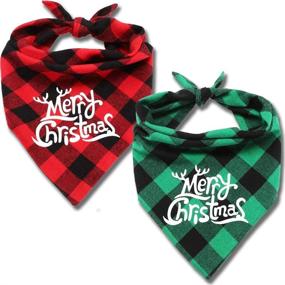 img 4 attached to 🐾 T-Antrix Dog Bandana, Christmas Buffalo Plaid Triangle Bibs for Dogs Cats - Washable Adjustable Kerchief Set Pet Costume Accessories & Decorations