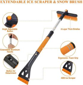 img 3 attached to Viopic Extendable 3-in-1 Ice Scraper & Snow Brush Combo - Adjustable 25.2”-32” Length, Pivoting Brush Head for Car Windshield & Vent, Detachable Snow Removal Tool with Foam Grip - Orange