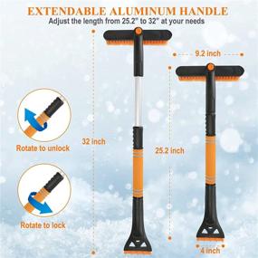 img 2 attached to Viopic Extendable 3-in-1 Ice Scraper & Snow Brush Combo - Adjustable 25.2”-32” Length, Pivoting Brush Head for Car Windshield & Vent, Detachable Snow Removal Tool with Foam Grip - Orange