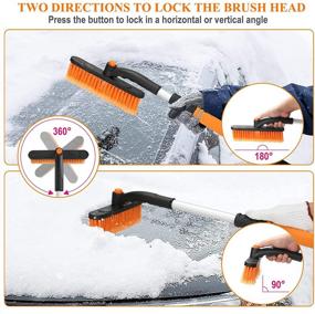 img 1 attached to Viopic Extendable 3-in-1 Ice Scraper & Snow Brush Combo - Adjustable 25.2”-32” Length, Pivoting Brush Head for Car Windshield & Vent, Detachable Snow Removal Tool with Foam Grip - Orange