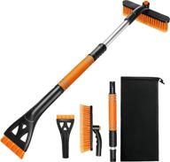 viopic extendable 3-in-1 ice scraper & snow brush combo - adjustable 25.2”-32” length, pivoting brush head for car windshield & vent, detachable snow removal tool with foam grip - orange logo