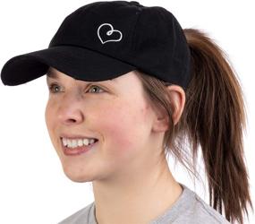 img 4 attached to 🧢 Heart Stitch Ponytail Dad Hat | Boating, Lake, Beach, Pool | Cute Ponytail Low Cap