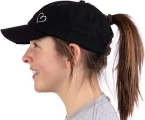 img 3 attached to 🧢 Heart Stitch Ponytail Dad Hat | Boating, Lake, Beach, Pool | Cute Ponytail Low Cap