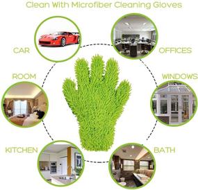 img 3 attached to Efficient Microfiber Cleaning Glove for Kitchen and Home - Scrub-it 2 Pack (Green): Dish, Furniture, and Window Cleaner - Chemical-Free Cleaning for Stainless Steel Dusting