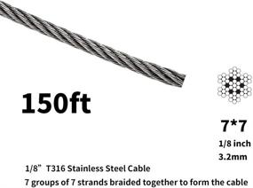 img 3 attached to 🔗 IZOKIN 150FT 1/8 T316 Stainless Steel Cable - No Cutter, Ideal for Deck Railing, 7x7 Strands Construction