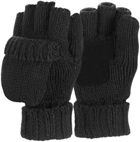 img 3 attached to Sudawave Knitted Gloves with Leather 🧤 and Fleece for Enhanced Comfort and Style