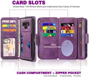 img 3 attached to 📱 CORNMI Note 9 Wallet Case: Stylish Purple Mirror Design with 13 Card Holders, Crossbody Wrist Strap, Kickstand and More!