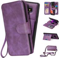 📱 cornmi note 9 wallet case: stylish purple mirror design with 13 card holders, crossbody wrist strap, kickstand and more! logo