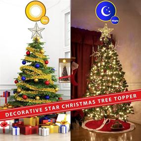 img 1 attached to 🌟 10 Inch Hollow Gold Lighted Tree Topper with 30 LED Lights - Christmas Tree Decorations for Holiday Home, LED Light Up Xmas Tree Star