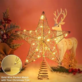 img 3 attached to 🌟 10 Inch Hollow Gold Lighted Tree Topper with 30 LED Lights - Christmas Tree Decorations for Holiday Home, LED Light Up Xmas Tree Star