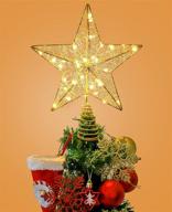 🌟 10 inch hollow gold lighted tree topper with 30 led lights - christmas tree decorations for holiday home, led light up xmas tree star логотип