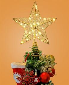 img 4 attached to 🌟 10 Inch Hollow Gold Lighted Tree Topper with 30 LED Lights - Christmas Tree Decorations for Holiday Home, LED Light Up Xmas Tree Star