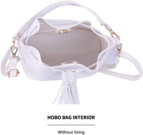 img 1 attached to 👜 Dolce Na Ladies Mini Bucket Bag - Genuine Leather Drawstring Purse with Tassel - Crossbody and Shoulder Bag