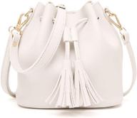 👜 dolce na ladies mini bucket bag - genuine leather drawstring purse with tassel - crossbody and shoulder bag logo