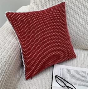 img 2 attached to 🔴 Mosey Fascinating Dark Red Boho Throw Pillow Covers - Set of 2 (20x20 inch) - Red Decorative Pillows with Branded YKK Zipper