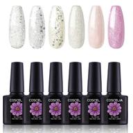 6-piece gel nail polish set for nail art starter, glitter collection in white, pink, and silver soak-off u-v nail gel set for home manicure logo