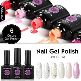 img 3 attached to 6-Piece Gel Nail Polish Set for Nail Art Starter, Glitter Collection in White, Pink, and Silver Soak-Off U-V Nail Gel Set for Home Manicure