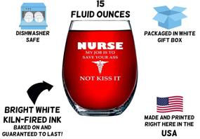 img 2 attached to 👩 Nurse Gifts For Women - My Job Is To Save Your A Not Kiss It Novelty Wine Glass 15 OZ - Funny Gifts For Nurses, Women, & Men: Ideal RN Nursing Gifts or CoWorker Gift”